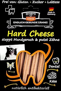 QCHEFS Hard Cheese 4 Kauknochen für kleine Hunde und Welpen, Natürlich antibakterielle Zahnpfle…