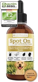 Zeckenschutz für Hunde ab 2kg – 50 ml [Jahresvorrat] – pflanzlich basiertes Spot On – Zeckenmitt…