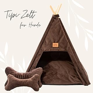 Tipi-Zelt für Katzen und Hunde, Haustierzelt, Plüsch-Kissenhaus, Luxus-Hundezelt, abnehmbar und…