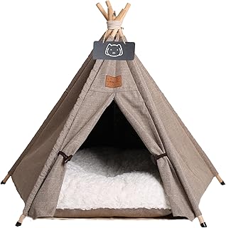 Tipi Zelt für Haustiere Hundezelt Katzenzelt mit Plüschkissen Haustierzelte Häuser für Katzen…
