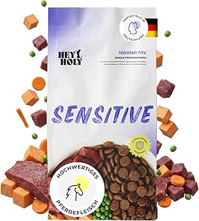 HEY HOLY Sensitives Hundefutter Pferd | Hypoallergenes, getreidefreies Hundefutter trocken für e…
