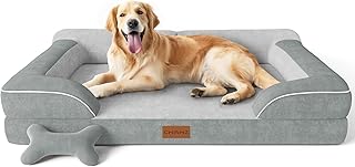 CWAWZ Orthopädisches Hundebett für große Hunde,107x76cm XL Hundebett mit Knochenspielzeug, Kü…