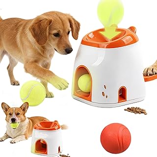 2-in-1 Dog Tennis Ball Launcher & Treat Dispenser, Hundespielzeug Intelligenz Dog Activity Strate…