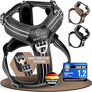 Hundegeschirr Easy-On-Clip – [Kein Überkopfziehen] | Anti-Zug Y-Geschirr Gepolstert Reflektier…