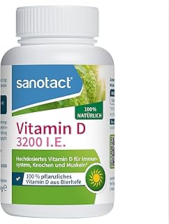 sanotact Vitamin D 3200 ie 100% pflanzliches Vitamin D aus Bierhefe, 90 natürliche Tabletten, vegan