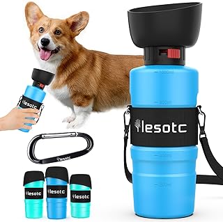 lesotc 1000ml Hundetrinkflasche für unterwegs, Faltbare Hund Auslaufsicher Wasserflasche, Hunde …