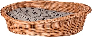 e-wicker24 Hundekorb aus Weide in Naturfarbe Tierkorb aus Korbgeflecht Katzenkorb Tierbett mit Ki…
