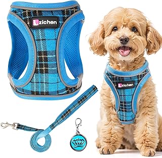 Hundegeschirr Kleine Hunde mit Leine, Verstellbares Step-In Welpengeschirr, Reflektierendes, Atmu…