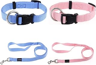 Welpen Set (Puppy Set) Von Amathings Welpenhalsbänder und Leine in Hellblau und Hellrosa Welpenh…