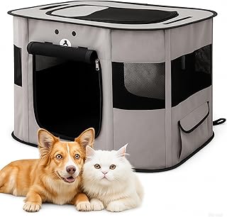 ALLSOPETS Welpenauslauf Faltbarer Laufstall Hund Katze, Tragbarer Welpenlaufstall Hundebox Freige…