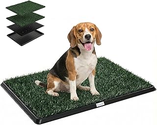 PawHut Hundetoilette 76 x 50,5 cm Hundeklo mit 2 Kunstrasen waschbar Welpentoilette Welpenklo fü…
