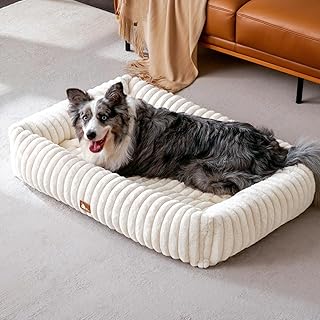 Upvilla Luxusweicher Hundekorb, Super Weiches hundebett Grosse Hunde, 4-seitiges Nackenkissen, Ab…