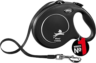 flexi® Classic L | 8m Gurt Roll-Leine für Hunde bis 50 kg | Schwarz | ausziehbare Hundeleine | …