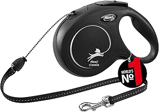 flexi® Classic M | 8m Seil Roll-Leine für Hunde bis 20 kg | Schwarz | ausziehbare Hundeleine | …