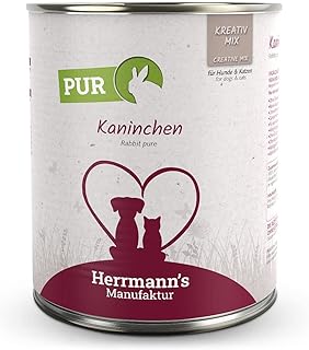 Herrmann’s – Kreativ-Mix Kaninchen | Reinfleisch – 6 x 800g – Nassfutter – Für Hund & Katze