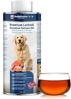 Veddelholzer Lachsöl für Hunde 1 Liter in recycelbarer Weißblechdose Ideale Hochwertige Nahrun…