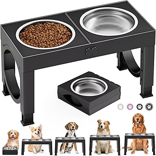 X XBEN Erhöhter Hundenapf, 5 Höhenverstellbar Futternapf für Kleine Mittlere Große Hunde, Fut…