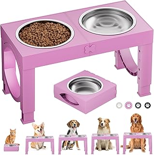 X XBEN Erhöhter Hundenapf, 5 Höhenverstellbar Futternapf für Kleine Mittlere Große Hunde, Fut…