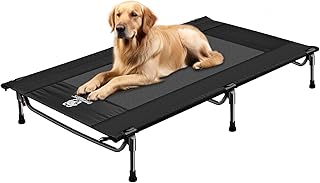 OneTigris Hundeliege Outdoor, erhöhtes Hundebett 130×70 cm Höhe 21cm, Express-Einrichtung Stabi…
