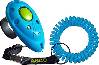 ASCO Premium Finger Clicker mit Spiralarmband für Clickertraining, Hunde Katzen Pferde Profi-Cli…