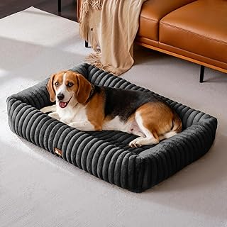 Upvilla Luxusweicher Hundekorb, Super Weiches hundebett Grosse Hunde, 4-seitiges Nackenkissen, Ab…