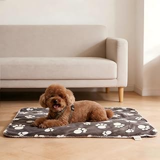 Wasserdicht Hundedecke Katzendecke mit Pfotenabdruck, Waschbar Fleece Sherpa Hundehandtuch für C…