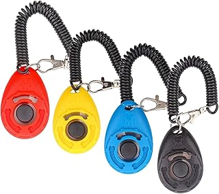 Diyife Hunde Clicker, 4 Stück Trainings-Clicker mit Handschlaufe, Klicker mit Großem Knopf, Hun…
