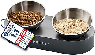 PETKIT CYBERTAIL Katzen Erhöhte Schüssel Edelstahl, Gekippter Hund Katzen Erhöhte Futternäpfe…