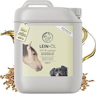 Annimally Premium Leinöl Pferde 5l Kanister für Pferde & Hunde – Leinsamenöl kaltgepresst reic…