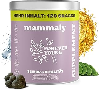 6-in-1 Vital-Komplex für Senior Hunde – Forever Young 120 Snacks (350g) von mammaly – Mit Ginko,…
