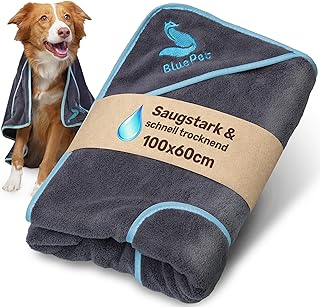 BluePet Hundehandtuch 100x60cm – Extra Saugfähig & Schnell Trocknend – Handtuch für kleine & gr…
