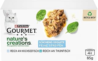 Gourmet Nature’s Creations Feine Streifen Katzenfutter nass, reich an Thunfisch & Hochseefisch mi…