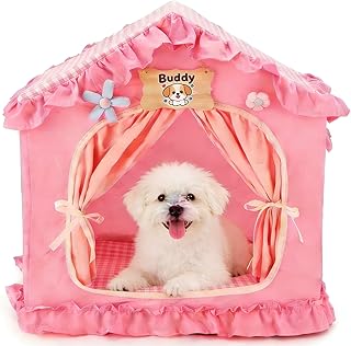 Hundezelt Indoor & Outdoor, Waschbares & Zusammenklappbares Hundehaus mit 360° Belüftung, Weich…