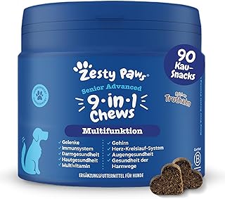 Zesty Paws 9-in-1 Multivitamin für Senior Hunde – Unterstützt Gelenke, Herz, Augen & Immunsys…