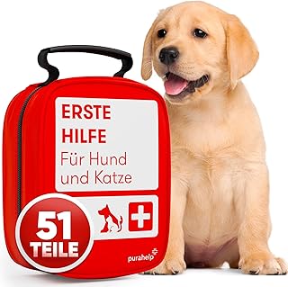 PURAHELP® Erste Hilfe Set für Hund & Katze [51 TEILE] – Erste Hilfe Verbandstasche mit Zeckenza…