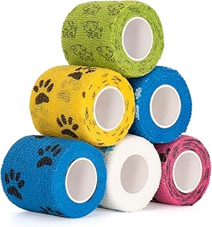 6 Rollen Selbsthaftende Bandage Hund Vet Wrap Pet Selbstklebender Verband 5cm x4,5 m Cohesive Ban…