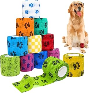 12 Stück Selbsthaftende Bandage Hund Vet Verband Elastische Selbstklebender Verband 5cm*4,5m per…