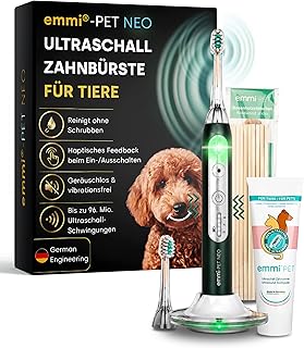 emmi-PET NEO Ultraschall-Zahnbürste für Hunde I Geräuschlose Hundezahnbürste mit 3 Reinigungs…