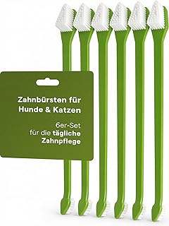 Zahnbürste Hund & Katze Set (6 Stück) – Doppelkopf Hundezahnbürste mit weichen Nylonborsten …