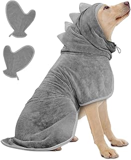 Bademantel für Hunde, Hundebademantel Aus Mikrofaser, Verstellbares Halsband Mit Klettverschluss…