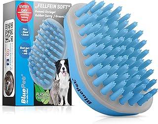 BluePet Weiche Badebürste Gummistriegel Für Kurzhaar Hunde & Katzen mit Massageeffekt I Entfern…