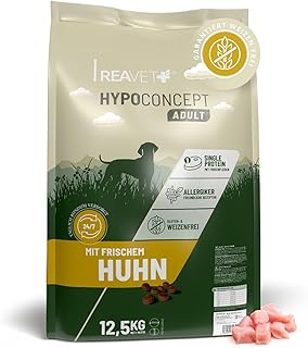 REAVET HYPOCONCEPT Hundetrockenfutter Huhn – Single-Protein mit Frischfleisch 12,5kg I Weizenfr…