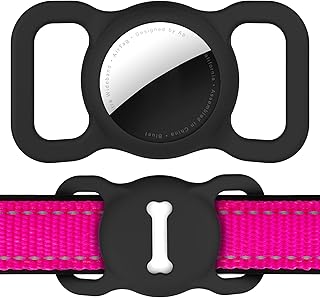 Hundehalsband Halter für AirTag, Air Tag Hund GPS Hülle, Silikon Anti-Lost Haustier Tracker Hal…
