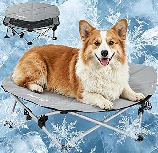 pecute Outdoor Hundeliege erhöht, 3s Faltbar Haustierbett mit Abnehmbarem Kühlmatte Hunde Katze…
