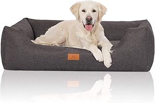 Knuffelwuff Hundebett Lotte aus Velours mit feinem Handwebcharakter XXL 120 x 85cm Grau – abnehmb…