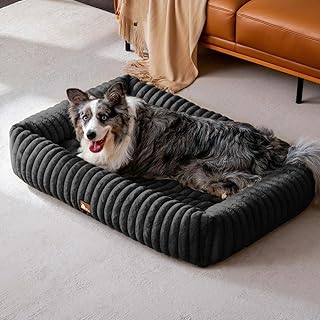 Upvilla Luxusweicher Hundekorb, Super Weiches hundebett Grosse Hunde, 4-seitiges Nackenkissen, Ab…