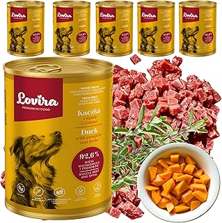 Lovira – Hundefutter Nass – Nassfutter für Hunde – mit 74,6% Fleisch, Getreidefrei – Ente – mit …
