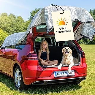 WALSER Premium Schattennetz Auto Hund Stay Cool, Auto-Sonnenschutz 3x4m Sonnenschutzfolie Auto mi…