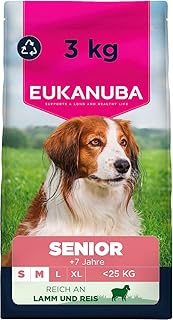 Eukanuba Senior Hundefutter mit Lamm und Reis für kleine und mittelgroße Rassen – Premium Trock…