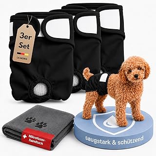LA MORIS Läufigkeitshose für Hündinnen 3er Set Größe S 22–47 cm waschbare Hundewindeln Ink…